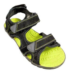 Khombu Boys' Luke Velcro Strap-On Sandal Black & Green Size 4
